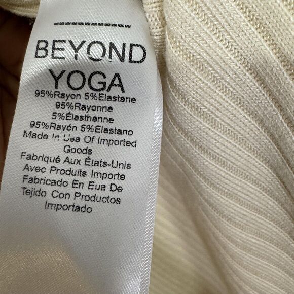 Beyond Yoga Jumpsuit Womens Medium Ivory Ribbed V-Neck Drawstring Made in USA - Picture 11 of 12
